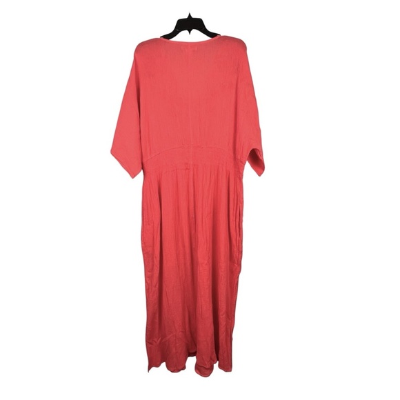 Coral Embroidered Boho Beach Dress 2X Plus Size 26/28 Gauzy Muumuu Resort Vacay - Picture 11 of 11